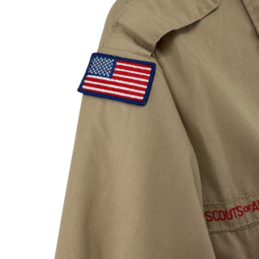 Vintage Boy Scouts of America Uniform Shirt Mens XL Tan Long Sleeve BSA Patches - Picture 8 of 9